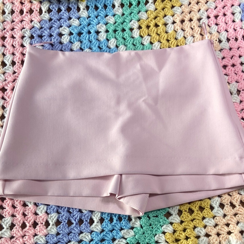 NWT New Zara Light Pink Women's Skort Shorts Micro Mini Skirt small